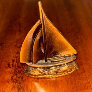 Vintage Bronze Sailboat Sculpture